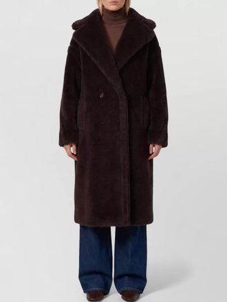 Max Mara alpaca wool silk oversized double-breasted faux fur coat