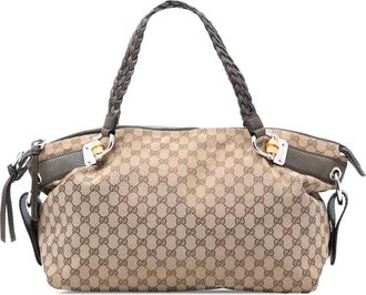 Gucci Pre-owned Gucci Medium GG Canvas Bamboo Bar Tote RAW4QS2G1NO3PM1N