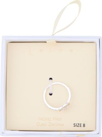 Leith Two-Tone Cubic Zirconia Heart Ring in Clear- Silver- Gold at Nordstrom Rack, Size 6