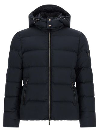 Moorer Blue Solid Hood Jacket