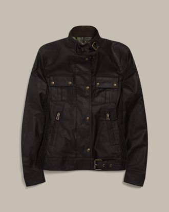 Belstaff Chaqueta Gangster Ic&oacute;nica Para Mujer Algod&oacute;n Encerado Negro 36