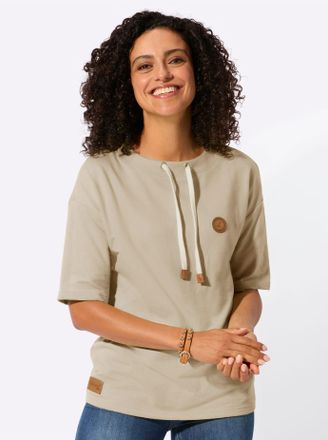 Casual Looks Sweatshirt CASUAL LOOKS, Damen, Gr. 36, beige, 50% Baumwolle, 50% Polyester, unifarben, Sweatshirts Sweatshirt