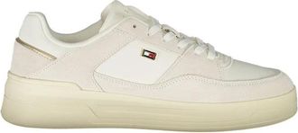 Tommy Hilfiger Witte Leren Dames Sneaker - Dames - Sneakers - Wit - 38 EU - Leer - Schoenen