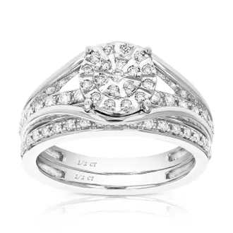 Vir Jewels 1/2 cttw Lab Grown Diamond Wedding Bridal Set in Sterling Silver For Women