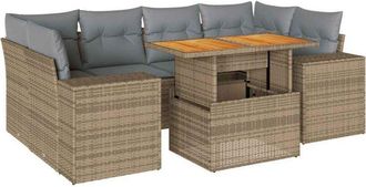 vidaXL Vidaxl - Set Sof&aacute;s De Jard&iacute;n 7 Piezas Y Cojines Rat&aacute;n Sint&eacute;tico Beige