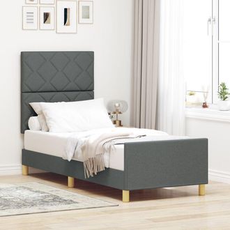 vidaXL Bed Frame with Headboard Dark grey 80 x 200 cm Fabric Vidaxl