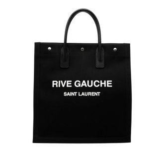 Saint Laurent Black Canvas Leather Handbag Tote Bag (Pre-Owned)