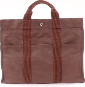 Herm&egrave;s Her Line Brown Polyester Polyamide Handbag Tote Bag (Pre-Owned)
