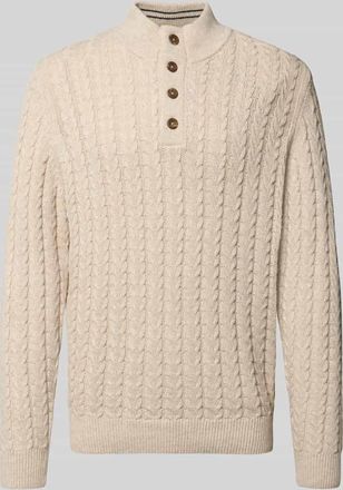 Fynch-Hatton Fynch-Hatton Strickpullover mit gerippten Abschlüssen in Offwhite, Größe 3XL