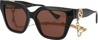 Gucci Womens Sunglasses Gg1023s Black-Black-Brown Injected Black/black/brown