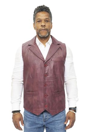Infinity Leather Mens Smart Classic Waistcoat-Bristol - Burgundy - Size X-Large