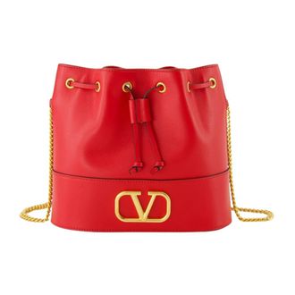 Valentino Garavani Bucket Bags, female, Red, Size: ONE SIZE Mini Bucket Bag in Nappa with VLogo Signature Chain