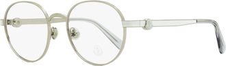 Moncler Unisex Round Eyeglasses ML5179 016 Palladium/Clear 51mm