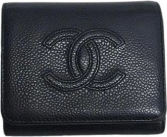 Chanel Pre-owned Wallets, female, Black, Size: ONE SIZE Pre-owned Leather Wallet