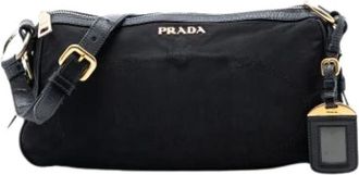 Prada Pre-owned Shoulder Bags, female, Black, Size: ONE SIZE Pre-owned Nylon Shoulder Bag