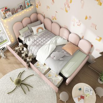 Matteo Upholstered Bed Daybed With Drawers Storage, 3FT Single Sofa Bed in Pink