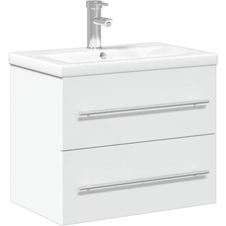 vidaXL Bathroom Sink Cabinet with Built-in Basin White vidaXL