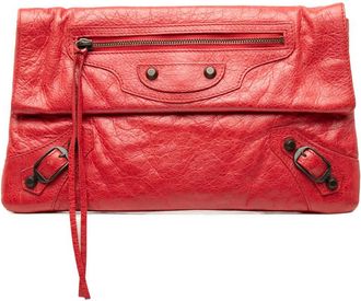 Balenciaga Pre-owned Balenciaga Lambskin Motocross Classic City Clutch 224915 6411