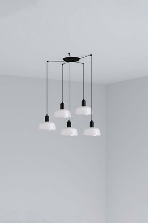 Netlighting Tatawin Small Cluster Pendant Ceiling Light Black Gloss White 5x E27
