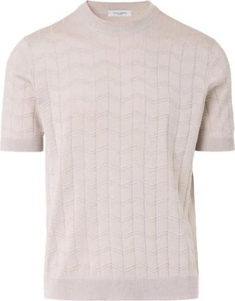 Paolo Pecora Stijlvolle Sweatshirts en Hoodies - Heren - Ronde hals truien - Beige - XL - Truien & Vesten
