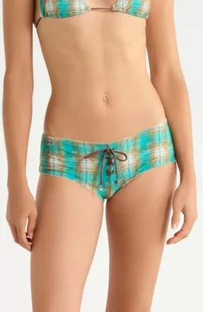 Jaded London Lace-Up Micro Bikini Bottoms in Teal at Nordstrom, Size 12