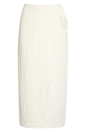 Favorite Daughter The Invisible String Linen Blend Wrap Midi Skirt in Cream at Nordstrom, Size X-Large