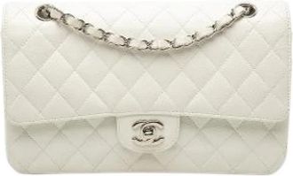 Chanel Pre-owned Double Flap Shoulder Bag - Dames - Vintage Schoudertas - Wit - ONE Size - Leer - Vintage