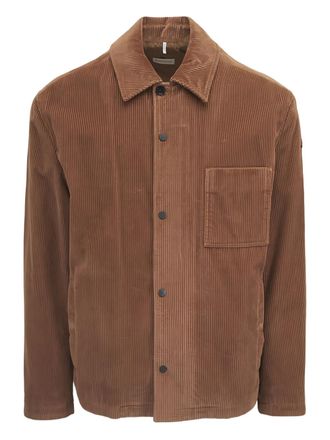 Moncler corduroy pocket shirt jacket - men - Cotton/Polyester/Calf Leather - L - Brown