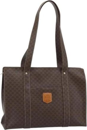 Celine Pre-owned Macadam Canvas Tote Bag - Dames - Vintage Shopper - Bruin - ONE Size - Leer - Vintage
