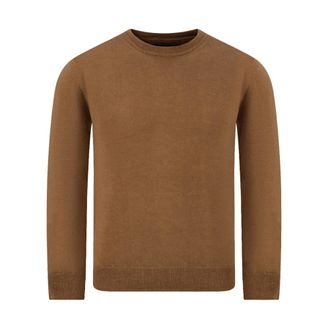 Woolrich Jersey de punto con cuello redondo y te&ntilde;ido en prenda - Knitwear - Hombre - Marr&oacute;n - XL