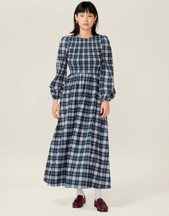Omnes Womens Saint Dress in Navy Check - Size: 18