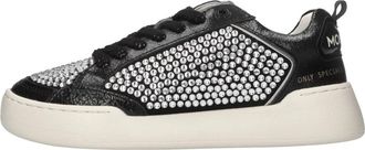 Monoway Leren Sneakers met Strass - Dames - Sneakers - Zwart - 38 EU - Leer - Schoenen