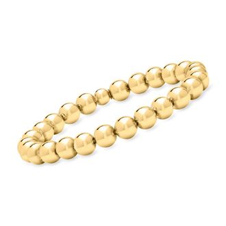 Ross-Simons Italian 8mm 18kt Gold Over Sterling Bead Stretch Bracelet