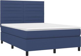 vidaXL Cama Box Spring Con Colch&oacute;n Tela Azul 140x200 Cm Vidaxl