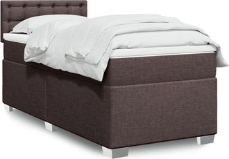 vidaXL Vidaxl - Cama Box Spring Con Colch&oacute;n Tela Marr&oacute;n Oscuro 90x200 Cm