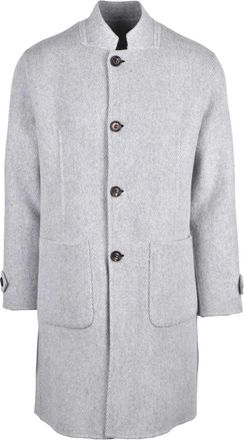 Eleventy Light Grey Wool-Blend Reversible Coat
