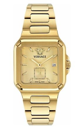 Versace Greca Edge Bracelet Watch, 38mm x 49mm in Ip Yellow Gold at Nordstrom