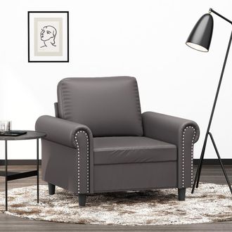 vidaXL Sill&oacute;n Cuero Sint&eacute;tico Gris 60 Cm Vidaxl