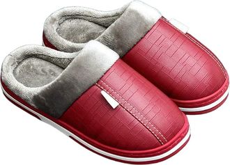 Generic YUJIEBB Women Winter Slippers Indoor Waterproof Cotton Slippers Warm Home Fur Couple Non-Slip Slipper Platform Shoes Red