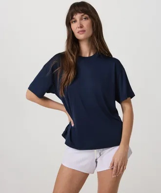 Vuori Clothing Energy T-Shirt Long | Riviera Blue Heather | XS, Size Extra Small