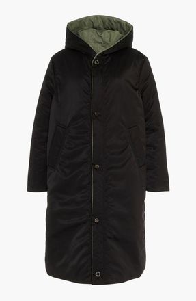Caalo Reversible Satin Down Coat in Black /Olive at Nordstrom, Size X-Large