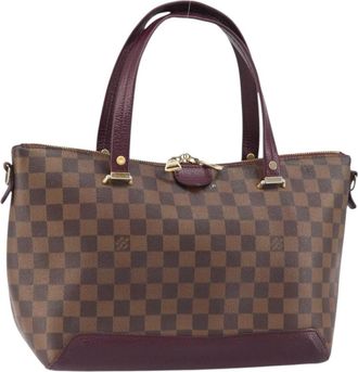 Louis Vuitton Hyde Park Handbag Damier With Leather Brown Canvas Handbag (Pre-Owned)
