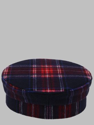 Ruslan Baginskiy Blue Check Wool-Blend Flat Cap - Blue