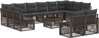 vidaXL Conjunto De Sof&aacute;s De Jard&iacute;n 13 Uds. Gris Rat&aacute;n Sint&eacute;tico Vidaxl