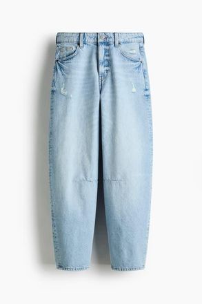 H&M Barrel High Waist Ankle Jeans in Light Denim Blue at Nordstrom, Size 16