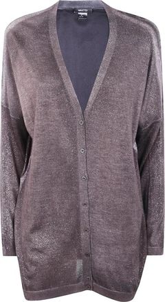 Avant Toi Metallic Knit Cardigan - Dames - Vesten - Bruin - M - Truien & Vesten