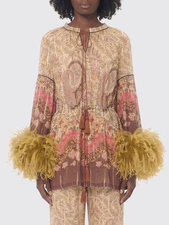 Valentino Paisley Silk Blouse with Feathers