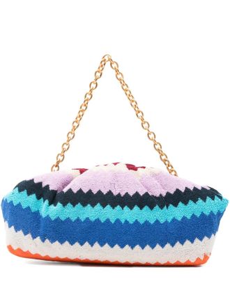 Missoni zigzag-woven chain-strap clutch bag - Blue