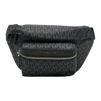 Michael Kors Belt Bags, male, Black, Size: ONE SIZE Signature Logo Print Woven Belt Bag