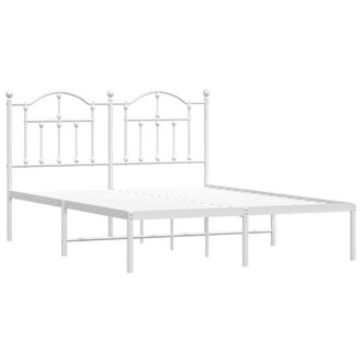 Berkfield Home Metal Bed Frame with Headboard White 140x200 cm